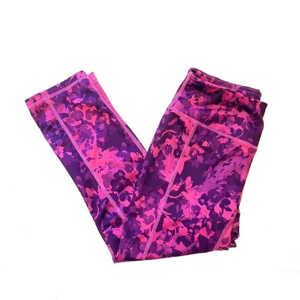 Head Pink & Purple Floral Cropped Athleisure Leggings Size XS